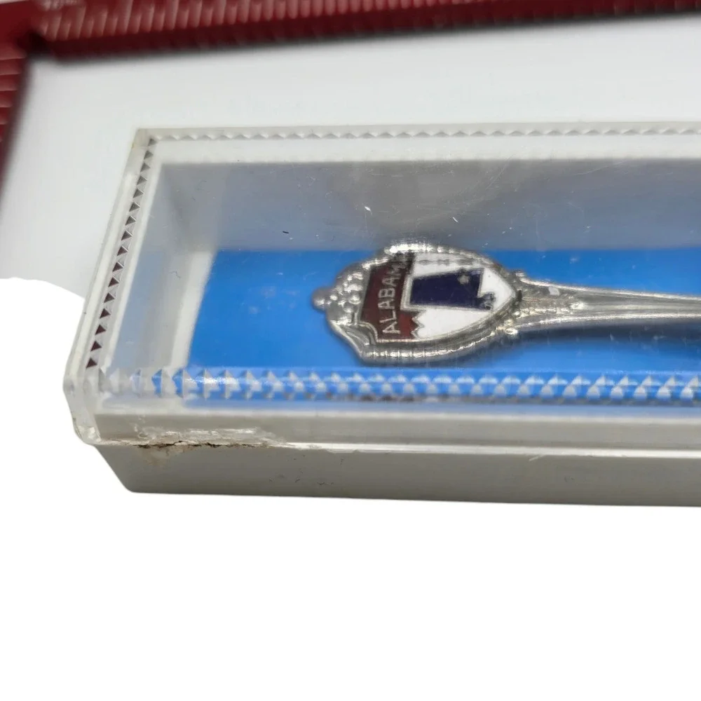 Alabama Souvenir Collectors Demitasse Spoon Enamel Crest Made In USA Boxed